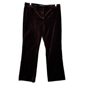 Theory Velvet Pants Womens Deep Brown Straight Leg Stretch Mid Rise Size 10 33"